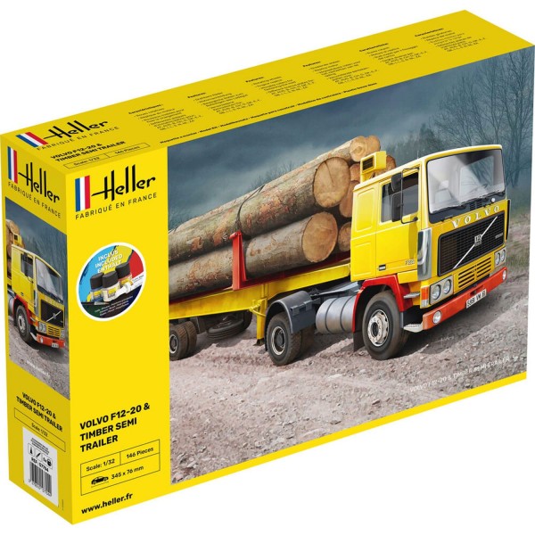 Maquette camion : Kit : Volvo F12-20 & Timber Semi Trailer - Heller- 57704