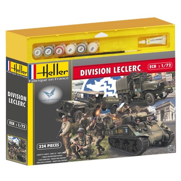 DIVISION LECLERC ( M4A2 Sherman, GMC, Jeep, figurines) 1/72eme - Heller - Heller-53006