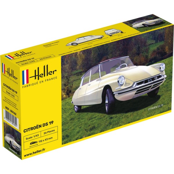 Maquette voiture : Citroën DS 19 blanche - Heller-80162