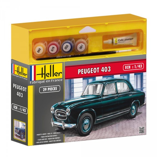 Kit avec maquette voiture et peinture : Peugeot 403 - Heller-50161