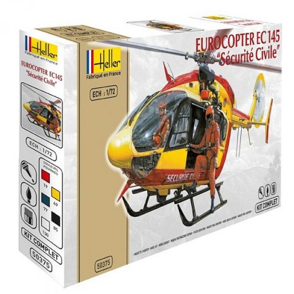 Maquette hélicoptère : Kit complet : Eurocopter EC 145 Sécurité Civile - Heller-50375