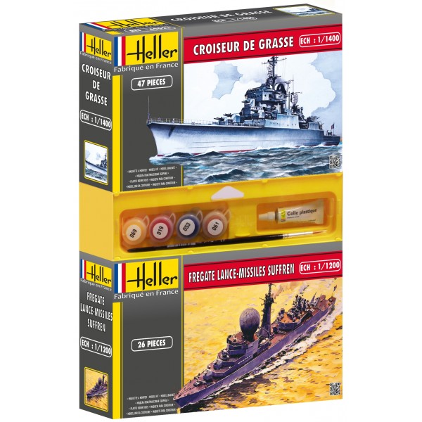 Lot de 2 maquettes : Croiseur de Grasse + Fregate Lance-missiles Sufren - Heller-49104