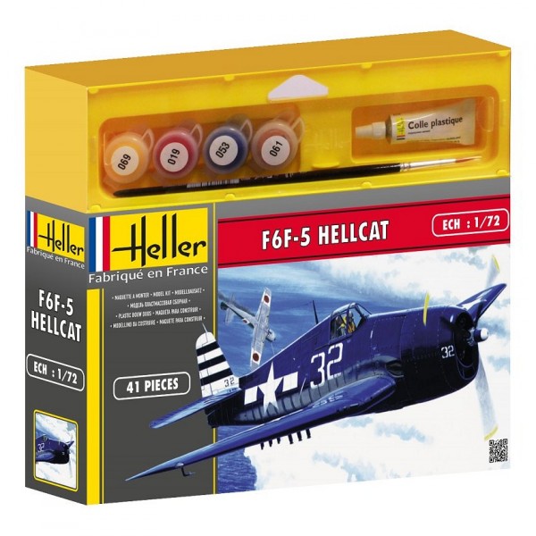 Maquette avion : Kit complet : F6F-5 Hellcat - Heller-50272