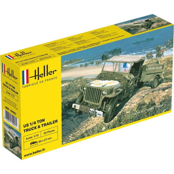 Maqueta de camión y remolque de 1/4 de tonelada estadounidense - Heller-79997