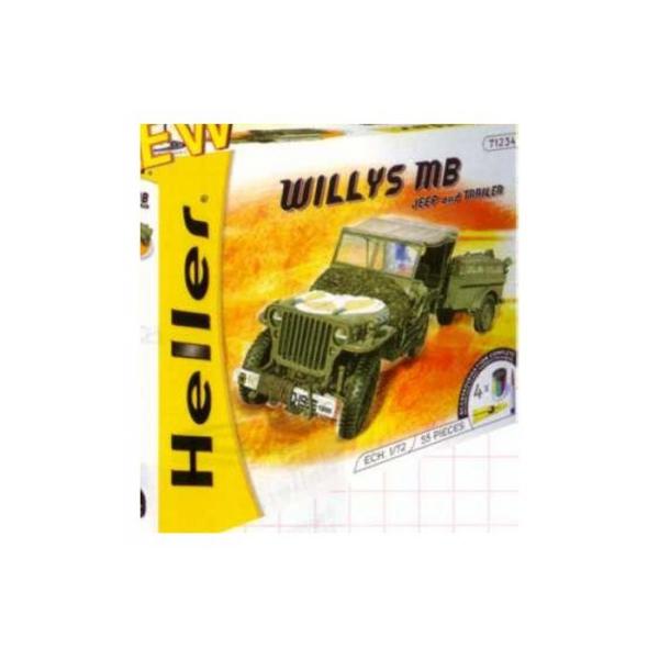 JEEP Willys + Remorque 1/4T 1/72 - Maquette Heller 49997 - 49997