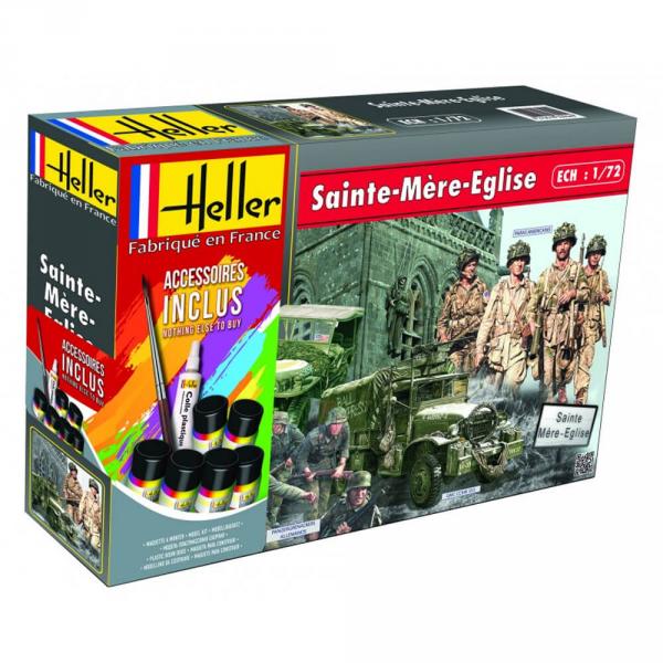 Maquetas de vehículos militares: Sainte Mère l'Eglise: GMC, JEEP y figuritas - Heller-53013