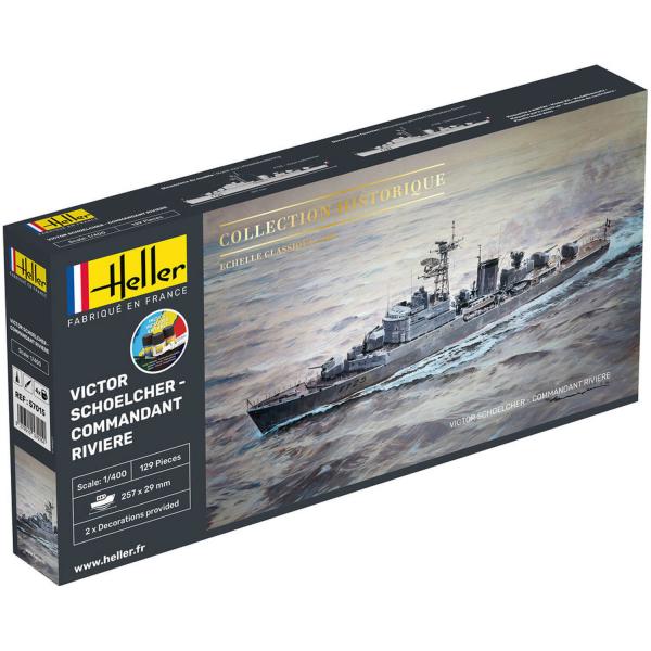 Schiffsmodell: Historische Sammlung: Starter Kit: Victor Schoelcher - Commandant Riviere - Heller-57015