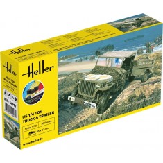 Military vehicle model: Kit: US 1/4 Ton Truck Trailer