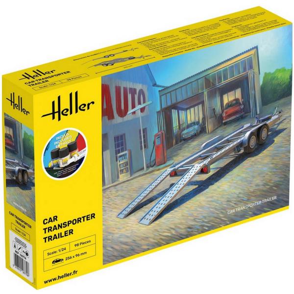 Maquette remorque : STARTER KIT transport de véhicule - Heller-56774