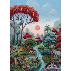 2000 pieces puzzle: Wildlife paradise exotic garden