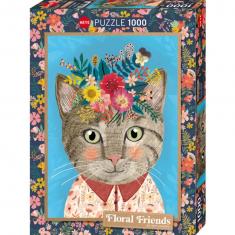 1000 piece puzzle : Floral friends pretty féline