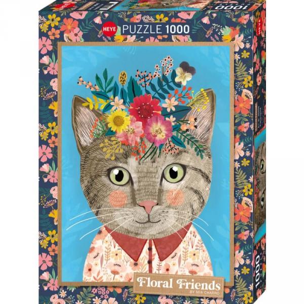 Puzzle de 1000 piezas: Floral friends pretty féline - Heye-30000-58072