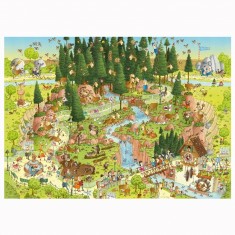 1000 pieces puzzle Funky Zoo: Marino Degano, Black Forest Habitat