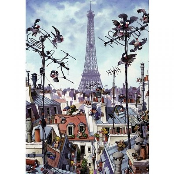 Puzzle Clementoni 500 Pièces - "Night At The Eiffel Café", Dimensions Finies 49x36 Cm, Fabriqué En Italie, Qualité Supérieure