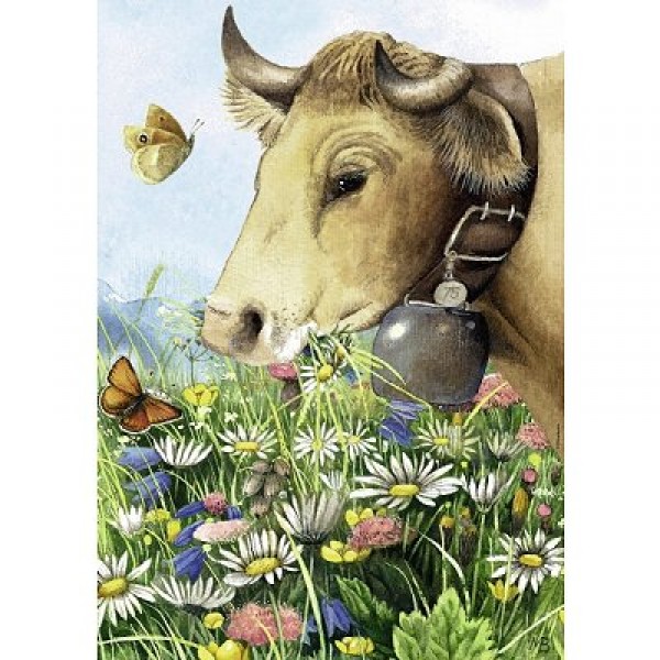 Ulmer Puzzleschmiede - Puzzle Animalier Le Roi des Alpes - Puzzle Classique de 1000 pièces Made in Germany - Le Puissant Bouquetin sur la Montagne au Coucher du Soleil