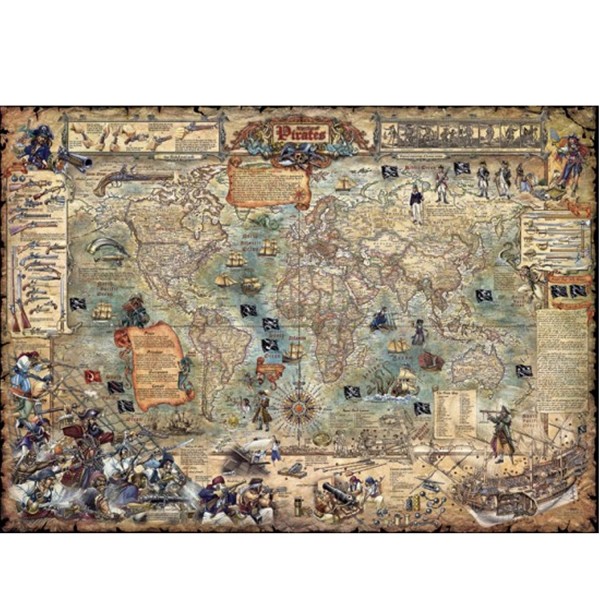Puzzle 3000 pièces Rajko Zigic : Carte du monde pirate - Heye-29526-58278