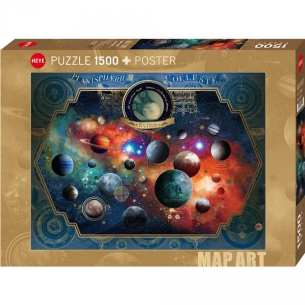 Puzzle 1500 pièces : Map Art : Space World - Heye-30001-58073