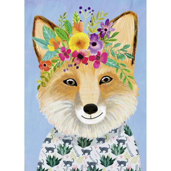 1000 piece puzzle : Floral Friends : Friendly Fox - Heye-58603