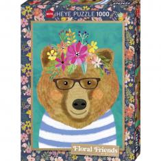 1000 piece puzzle: Floral Friends: Gentle Bruin