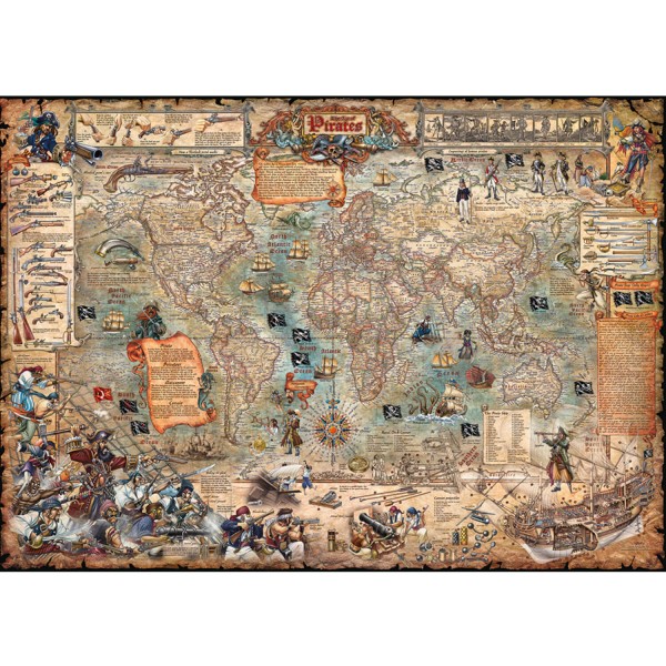 Puzzle de 2000 piezas: mapa pirata - Heye-58502