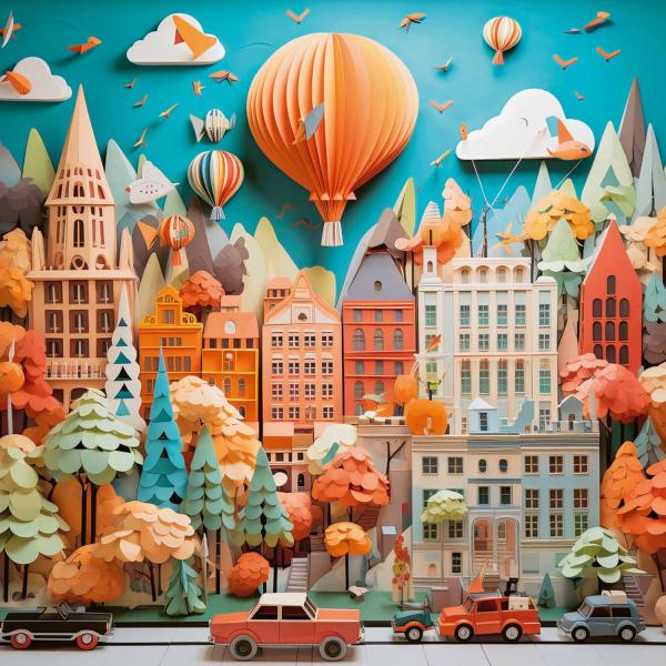 Puzzle 1000 pièces : ville en papier - Heye-57877