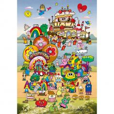 Puzzle 500 pieces : take a trip with j. burgerman