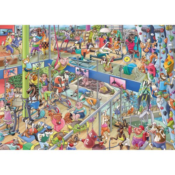 Puzzle 1000 pièces : salle de gym pour animaux triangulaires - Heye-58203