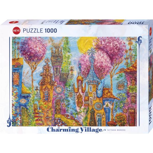 Puzzle mit 1000 Teilen: Charmantes Dorf: Rosa Bäume - Heye-58135