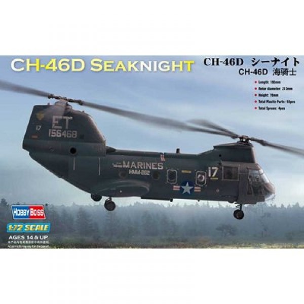 Maquette hélicoptère : American CH-46D Seaknight - Hobbyboss-87213