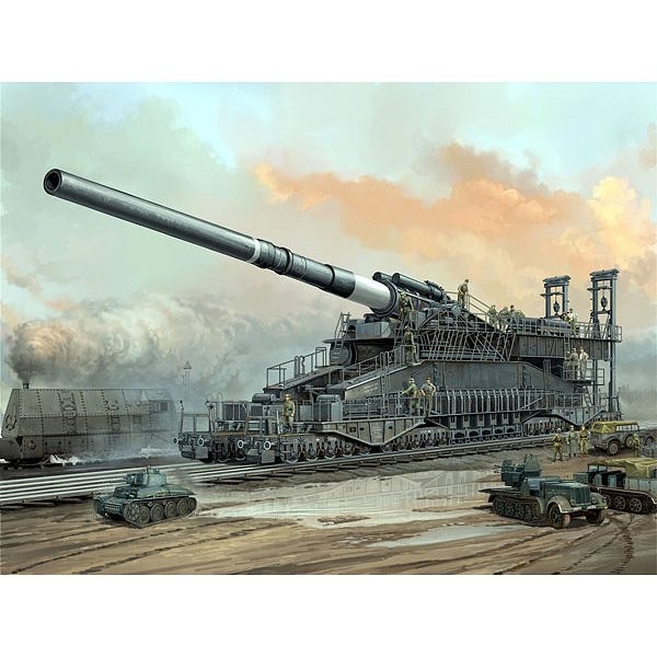 Maquette Canon allemand 80cm K(E) Railway Gun "Dora" - Hobbyboss-82911