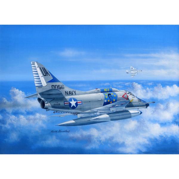 Maquette avion : avion d'attaque américain A-4E Sky Hawk - HobbyBoss-81764