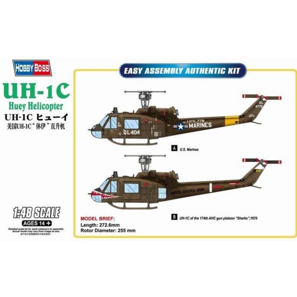 UH-1C Huey Helicopter - 1:48e - Hobby Boss - HobbyBoss-85803