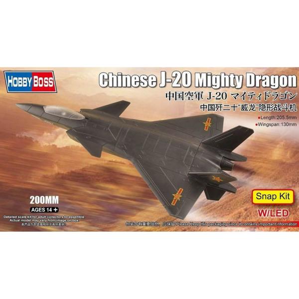Maqueta de avión: Avión de combate chino: Dragón poderoso chino J-20 - HobbyBoss-81902
