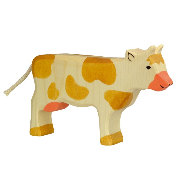 Figurine en bois Holztiger : Animaux de la Ferme : Vache marron - Holztiger-8680010
