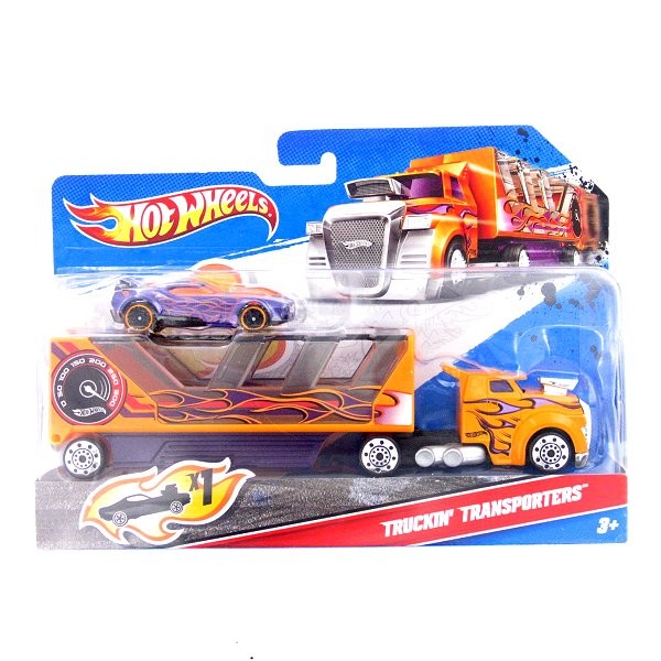 Camion transporteur Hot Wheels et sa voiture : Heat Fleet - Mattel-C0628-W4673