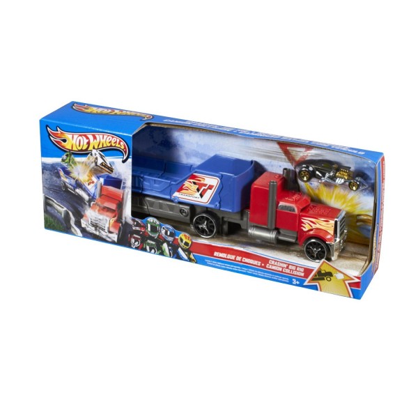 Transporteur Super Crash Hot Wheels : Camion rouge et bleu - Mattel-Y1868-Y1870