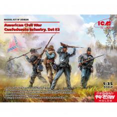 Figurines militaires : Infanterie confédérée de la guerre civile américaine Set 2