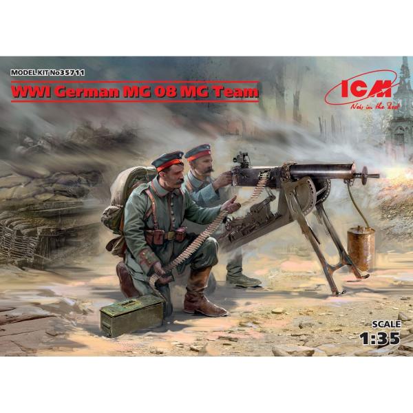 Figuren: 2 deutsche Figuren und WWI MG08 - ICM-35711
