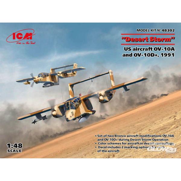 Maquettes avions : Desert Storm US aircraft OV-10A et OV-10D+, 1991  - ICM-48302