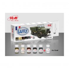 Peintures acryliques pour Laffly V15T et véhicules français - 6 x 12 ml