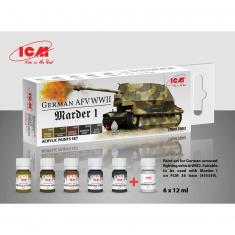 Peintures acryliques pour maquette AFV allemand WW2 (Marder I) - 6 x 12 ml