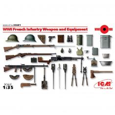 Accesorios militares: armas y equipo de infantería francesa de la Primera Guerra Mundial 