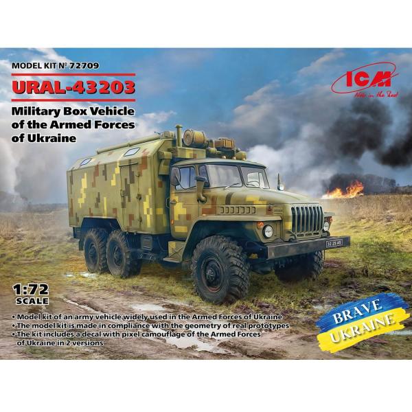 Maquette véhicule militaire : Brave Ukraine - URAL-43203 des forces armées ukrainiennes - ICM-72709