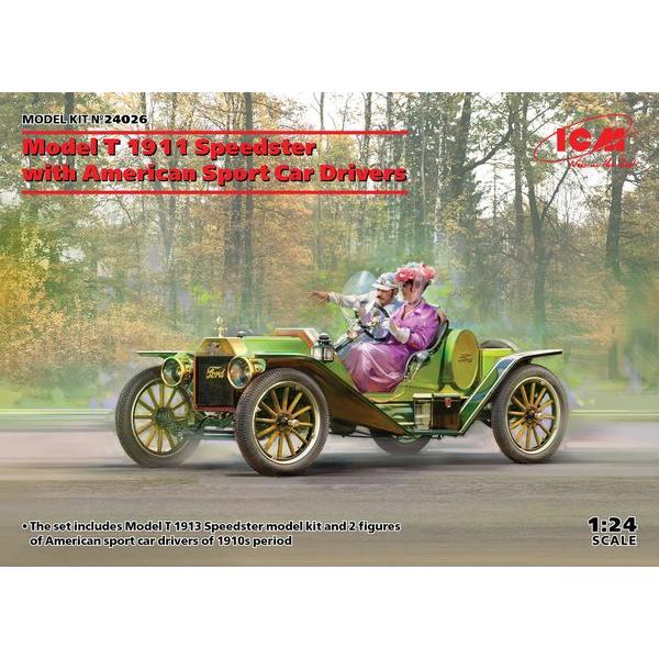 Model T 1913 Speedster with American Sport Car Drivers - 1:24e - ICM - 24026