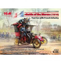 Militärmodell und Figuren: Taxi de la Marne mit französischer Infanterie, Schlacht an der Marne 