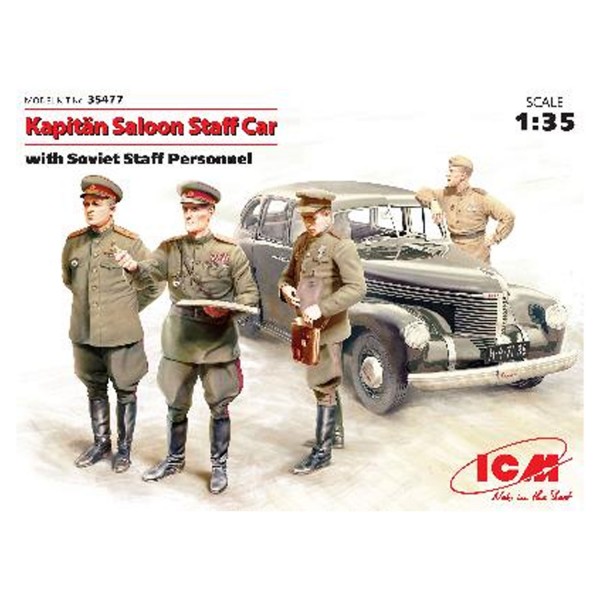 Maquette véhicule militaire : Opel Kapitan Saloon avec état-major soviétique - ICM-35477
