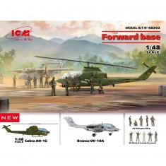 Maqueta militar: Cobra AH-1G y Bronco OV-10A con pilotos estadounidenses y personal de tierra
