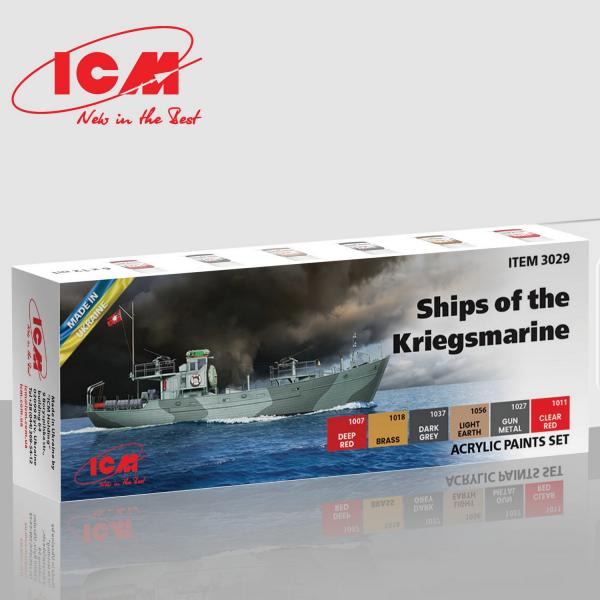 Peintures acryliques pour bateaux de la Kriegsmarine WWII - 6 x 12 ml - ICM-3029