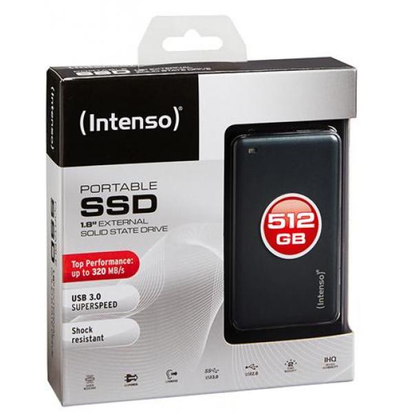 SSD portable 1.8" Intenso 512Go avec port USB 3.0 (Noir) - 13887