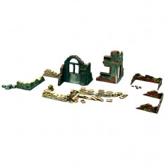 Accessoires de décor de guerre 1/72 : Murs et ruines : Set 1